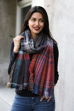 A pop of color to complete your outfits ﻿and ﻿keep you warm; can be tied in multiple fashions and worn through any season. #LoveMyLeto 100% Acrylic Imported Machine wash cold, tumble dry low Multicolor Scarves For Cold Weather In Fall, Blue Scarves For Fall, Cozy Multicolor Scarves For Cold Weather, Casual Blue Scarves For Fall, Casual Blue Scarf For Fall, Warm Multicolor Scarves For Fall, Warm Multicolor Casual Scarves, Warm Casual Multicolor Scarves, Casual Warm Multicolor Scarves