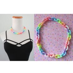 "Pastel rainbow chunky chain choker necklaces. Plastic link necklace is about 18\" long. The links are about 1/2\" wide. You can shorten it by removing links. Metal keychain / lobster clasp style hook closure. Lightweight and super cute! MINI rainbow chain choker necklace available here: https://www.etsy.com/listing/995716391/rainbow-choker-kawaii-mini-plastic-chain GLOW IN THE DARK pastel chain chokers available here: https://www.etsy.com/listing/995709147/rainbow-choker-kawaii-plastic-chain" Kawaii Choker, Rainbow Choker, Chunky Chain Necklace, Kawaii Diy, Chunky Chain Necklaces, Twist Style, Kawaii Accessories, Color Rainbow, Metal Keychain