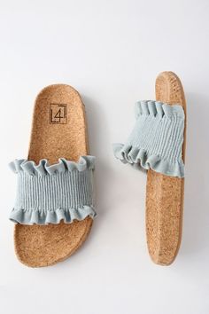 LFL Alexa - Denim Sandals - Slide Sandals - Cork Sandals Denim Slides, Shoe Closet, Crazy Shoes, Shoe Obsession, Shoe Game, Suho, Sock Shoes, Slide Sandals