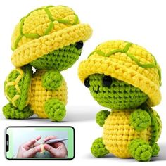 there is a crocheted stuffed animal that looks like a turtle