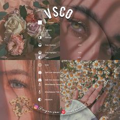 a woman's face with flowers on her head and the words isco above it