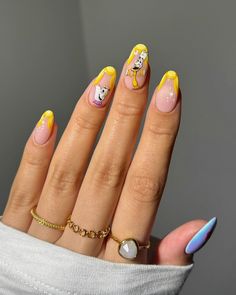 50 Incredibly Cute Disney Nails That Add A Touch Of Magic Beauty And The Beast Nails, Belle Nails, Mickey Mouse Nails, Cartoon Nails