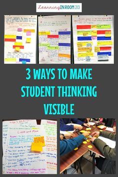 three images with the words 3 ways to make student thinking visible