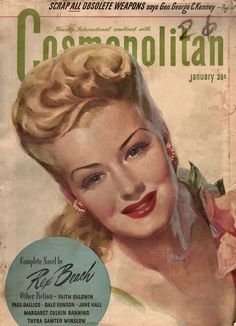 an old fashion magazine cover with a woman holding a rose in her hand and smiling