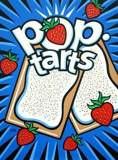 pop tarts poster with strawberries on blue background