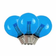 three blue light bulbs on top of each other