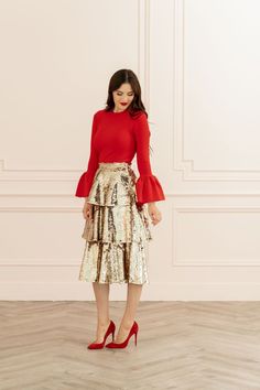 Stile Blair Waldorf, Adrette Outfits, Fest Outfits, Winter Chic, Christmas Style, Feminine Dress, Thanksgiving Outfit, Red Outfit