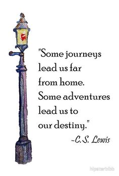 a drawing of a lamp post with a quote from c s lewis