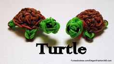 there are two small turtle brooches on top of each other with the word turtle written below them