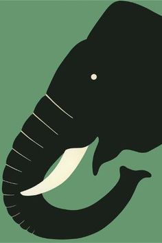 an elephant with tusks is shown on a green background