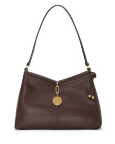 Vince Camuto-Maire Shoulder Bag - The Maire's V-shaped topline lends an architectural touch to your look. Adding swingy movement to the bag are two fobs: a crested coin on a chain and a beaded knot detail. Crafted of luxe leather, the bag features a center seam. Carry a tablet in its main compartment and phone and keys in its zip and slip pockets. Bridal Wedding Shoes, Mens Shoes Boots, Mini Crossbody Bag, Kids Bags, Clutch Wallet, Hobo Bag, Satchel Bags, Vince Camuto, Tote Handbags