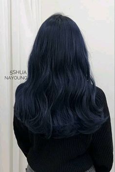 Navy Curly Hair, Deep Midnight Blue Hair, Blueish Black Hair, Navy Hair Color, Deep Blue Hair Color, Navy Blue Hair Color, Jet Blue Black Hair