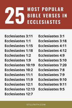 the 25 most popular bible verses in ecclesiases, including numbers and symbols