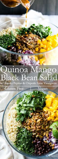 quinoa mango black bean salad with avocado dressing