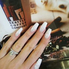 White January Nails, Silver Sparkle Nails, Silver Acrylic Nails, Taylor Nails, Tammy Taylor Nails, Colors Nails, Blue Glitter Nails, Tammy Taylor, Silver Glitter Nails