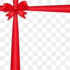 a red ribbon with a bow on the corner, transparent background png and psd