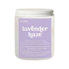 lavender haze candle jar with white lid