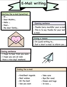 an e - mail writing worksheet with instructions for students to write and use