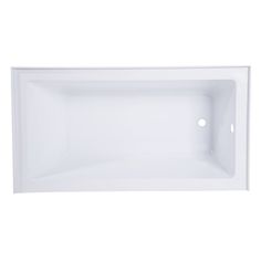 a white bathtub with no shower curtain on the top and bottom part, in front of a white background