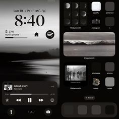 an iphone screen with various black and white images