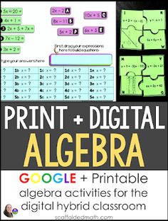 a poster with the words blended algebra and google's activities for the blended classroom