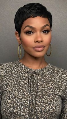 Best Looks for Voluminous Pixie 🦋 Step The Barber Haircut Women, Black Pixie Cut Black Women, Natural Hair Short Cuts For Black Women, Short Pixie Haircuts For Black Women, Voluminous Pixie, Face Confetti, Natural Hair Pixie Cut, Short Fade Haircut