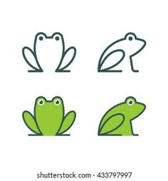 four frogs sitting on top of each other with the words frog in front of them