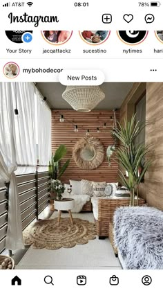 the instagram page is full of pictures and text, including an image of a living room