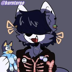 a drawing of a cat with a skeleton on it's chest and a bird sitting next to it