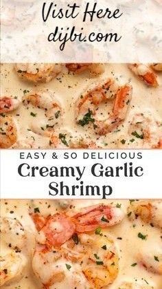 Easy Creamy Shrimp Pasta, Shrimp Scampi With Garlic Parmesan Rice, Shrimp Garlic Recipes, Shrimp Sauce For Pasta, Recipes With Breaded Shrimp, Shrimp With Sauce Recipes, Shrimp Recipes Lunch, Steak With Shrimp Cream Sauce, Shrimp Recipes For One Person