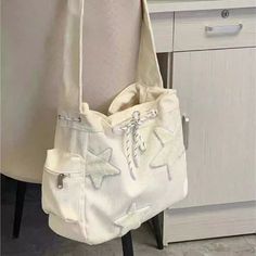 45354198434013 White Y2k School Bag, White Y2k Style School Bag, Y2k Style White Shoulder Bag, Simple Handbags, Japanese Handbag, Stylish School Bags, My Style Bags, Tas Bahu, Aesthetic Bags