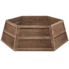 an octagonal wooden tray with three compartments