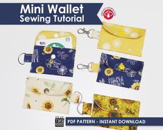 the mini wallet sewing pattern is easy to sew and includes several key fobs