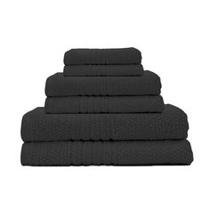 black towels stacked on top of each other