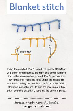 the instructions for how to make a blanket stitch