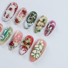 Cozy Christmas Nails, Long Almond Christmas Nails, Christmas Junk Nails, Xmas Tree Nails, Tropical Christmas Nails, Vintage Christmas Nails, Spooky Christmas Nails, Holly Berry Nails, Retro Christmas Nails