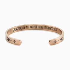 Rooted and built up in Him, established in the faith as you were taught, and overflowing with thankfulness. -Colossians 2:7 Personalized Cuff Bracelets, Affordable Fine Jewelry, Engraved Cuff, Christian Bracelets, Angel Jewelry, Stackable Bangles, Simple Bracelets, Christian Jewelry, Rose Gold Bracelet