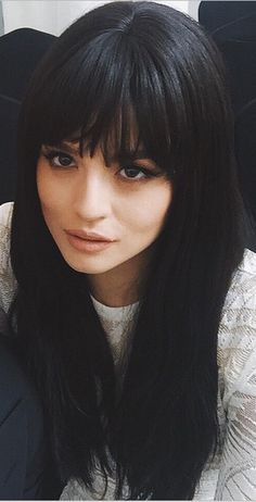 Jet Black Hair With Bangs, Black Hair With Fringe, Black Hair Fringe, Dark Brown Long Hair, Georgina Wilson, Black Hair Bangs, Black Cherry Hair, Jennifer Lopez Hair, Cherry Hair