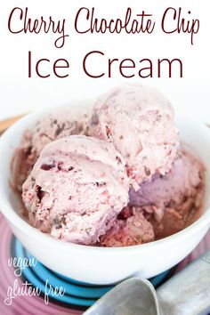 two scoops of cherry ice cream in a bowl