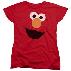 a red sesame face with big eyes women's t - shirt standard cut from the sesame series