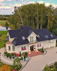 this is an aerial view of a house