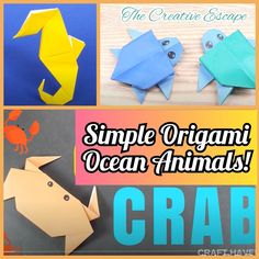 simple origami ocean animals made out of paper and crafting with crayons