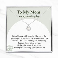 to my mom on my wedding day necklace with poem in gift box - product images