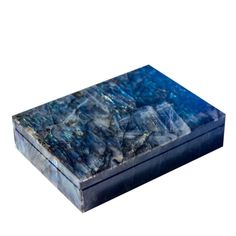 Labradorite, with its array of different shades and hues reminiscent of peacock's tail feathers, is the breathtaking stone this jewelry box is fashioned of. Perfect for gathering jewelry favorites within a jewel on its own, it is named after the city whose name's root means "hidden, concealed". Believed to own magical properties, it never fails to capture the eye. Peacock Tail, Home Decor Boxes, Tail Feathers, Labradorite Jewelry, Vanity Table, Accessories Decor, Everyday Objects, Jewelry Storage, Artisan Craft