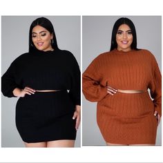 The Color Is Black Only Plus Size Set 1x-3x Plus Size Set, Vintage Skirt Suit, Skirt Sweater, Statement Skirt, Plaid Pencil Skirt, Skirt Suit Set, White Long Sleeve Top, Black Only, Lace Outfit