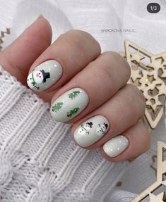 Snowman Nail Art, Art Noel, Snowman Nails, Nail Art Noel, New Years Nail Designs, Christmas Gel, Cute Christmas Nails