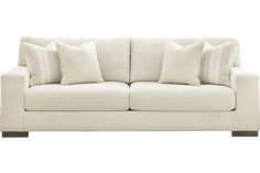 Classic comfort gets a mod twist with this sofa. Its minimalistic approach and structured silhouette bring a clean-lined design element to your living room. Sink into the positively plush cushions whi… Hosting Guests, Classic Sofa, Kids Bedroom Sets, White Sofas, Contemporary Sofa, Living Room Furniture Sofas, Sofa Sale, Ashley Furniture, Upholstered Sofa