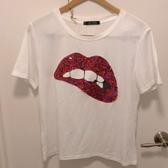 Never Worn, But Missing Tags Lips White, Shirt Color, White Shirt, Colorful Shirts, Sequin, Color White, Product Description, Lips, Womens Sizes