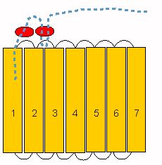 the diagram shows an electric field with two red dots on it and one blue dot at the top