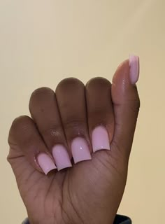 Short Pink Powder Nails, Soft Pink Short Square Nails, Pink Nut Nails, Light Pink Nails On Black Women, Plain Jane Nails, Pink Ish Nails, Simple Color Nails Acrylic, Short Nails Inspo Acrylic